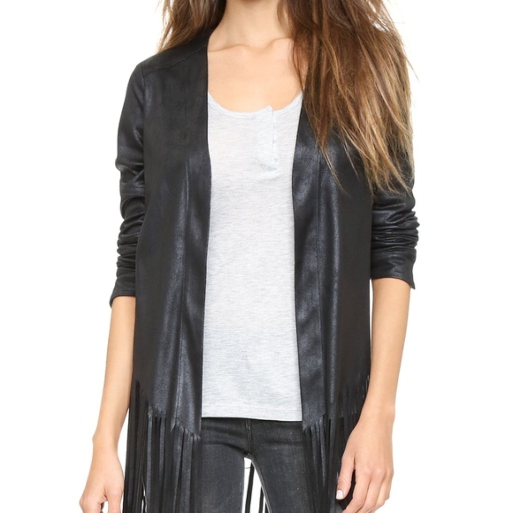 Sw3 Bespoke Boho Faux Suede Fringe Jacket Size Xs